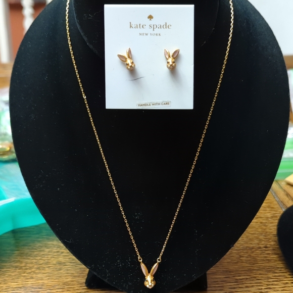 kate spade Jewelry - NWOR (#332) Kate Spade Desert Muse Bunny Rabbit Necklace and Stud Earrings Set